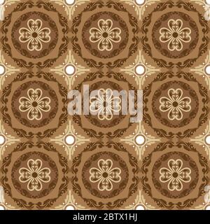 Moderne Kreis Art Arbeit Motive auf Kawung Batik-Design mit einfachen mocca Farbdesign Stock Vektor