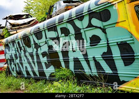 Graffiti-Wandbild in Alto, Georgia. (USA) Stockfoto