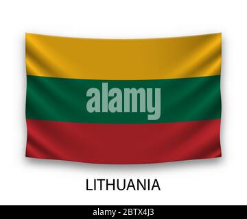 Hängende Seidenfahne von Litauen. Vektorgrafik. Stock Vektor