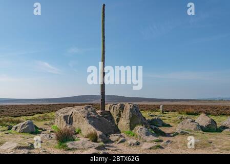 Stanage Pole, Peak District National Park, England, Großbritannien. Stockfoto