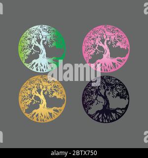 Dekorative keltische Baum des Lebens Vektor-Illustration auf grauem Hintergrund Sammlung Stock Vektor