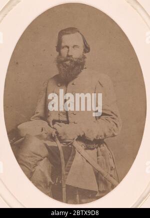 Jeb Stuart. Als dieses Bild im Jahr 1863 aufgenommen wurde, J.E.B. Stuart war das Kommando über die Kavallerie in Robert E. Lees Armee von Nord Virginia. Lee verließ sich stark auf Stuarts Fähigkeit, Informationen über die Stärken und den Aufenthaltsort des Feindes zu sammeln und die Bewegungen seiner eigenen Armee zu verdrängen. Stockfoto