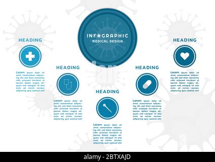 Infografik Kreis Form Zutat für medizinische Stil Coronavirus-19 Konzept. vektor-Illustration. Stock Vektor