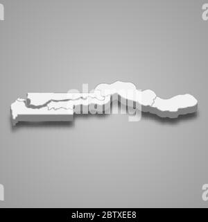 3d-Karte von Gambia mit Grenzen von Regionen Stock Vektor