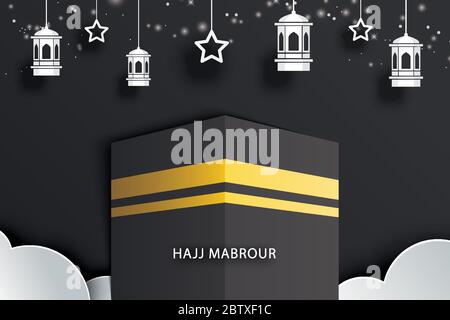 Islamische Pilgerfahrt hajj mabrour Hintergrund Grußkarte oder Banner. Stock Vektor