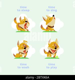 Set von lustigen Welpen im Cartoon-Stil. Stock Vektor