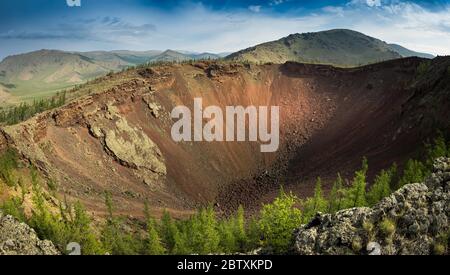 Krater, erloschenen Vulkan Khorgo, Arkhangai Provinz, Mongolei Stockfoto