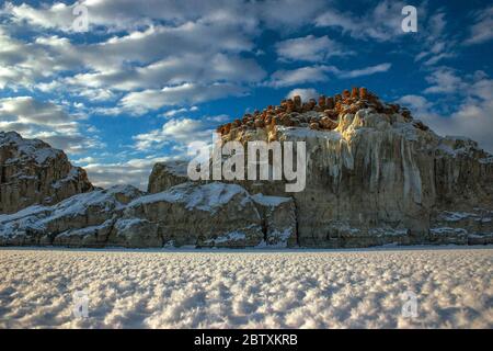 Mineralvorkommen auf Gesteinen, Khetsuu khad Zavkhan, Provinz Uvs, Mongolei Stockfoto