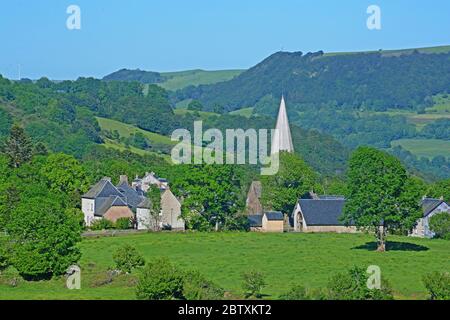 Dorf, Puy-de-Dome, Auvergne, Zentralmassiv, Frankreich Stockfoto