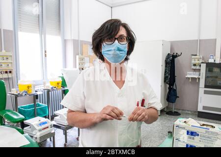 Italien, Pavia, Krankenhaus San Matteo, Plasmaspende-Zentrum Stockfoto