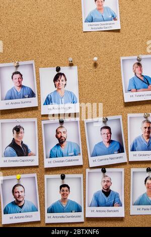 Italien, Pavia, Krankenhaus San Matteo, Porträts von Krankenschwestern und Ärzten Stockfoto