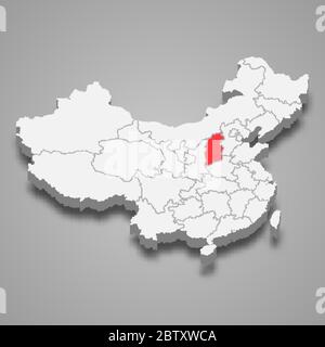 Lage der Provinz Shanxi innerhalb der China 3d-Karte Stock Vektor