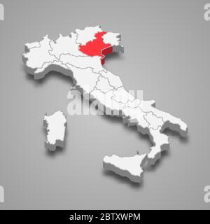 Region Venetien Lage innerhalb Italien 3d Karte Stock Vektor