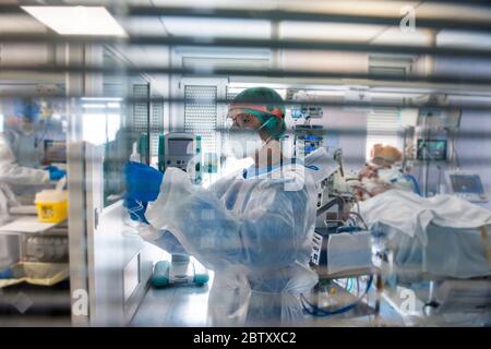 Italien, Pavia, San Matteo Krankenhaus, Intensivstation Stockfoto