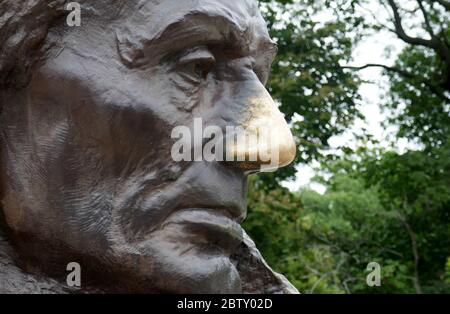 Abraham Lincolns Nase auf dem Oak Ridge Cemetery, Springfield, Illinois, ist die letzte Ruhestätte des 16. Präsidenten der USA Stockfoto