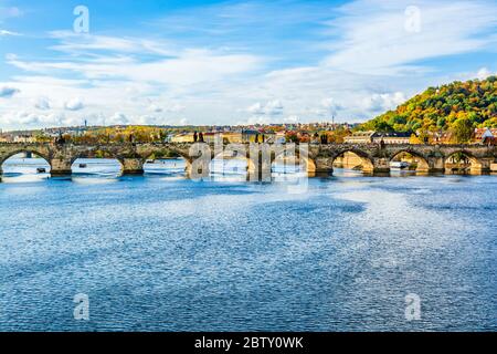 Prag, Tschechische Republik: Alte Karlsbrücke über die Moldau Stockfoto
