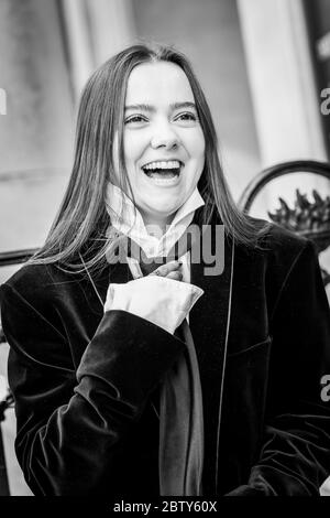 Ein Porträt von Model und Schauspielerin Anja Cilia, aufgenommen in Soho London. Stockfoto