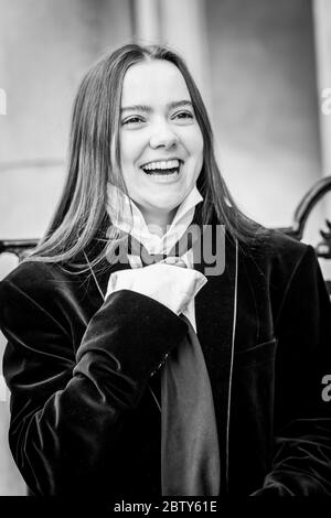 Ein Porträt von Model und Schauspielerin Anja Cilia, aufgenommen in Soho London. Stockfoto