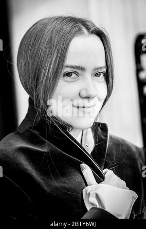 Ein Porträt von Model und Schauspielerin Anja Cilia, aufgenommen in Soho London. Stockfoto