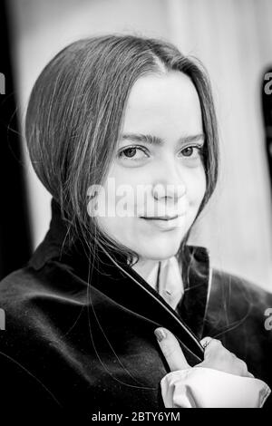 Ein Porträt von Model und Schauspielerin Anja Cilia, aufgenommen in Soho London. Stockfoto