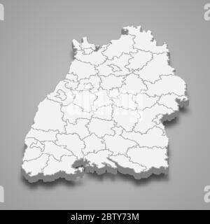 3d-Karte von Baden-Württemberg ist ein Bundesland Deutschland Stock Vektor
