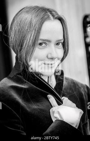 Ein Porträt von Model und Schauspielerin Anja Cilia, aufgenommen in Soho London. Stockfoto