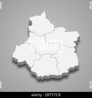 3d Karte von Centre-Val de Loire ist eine Region von Frankreich Stock Vektor