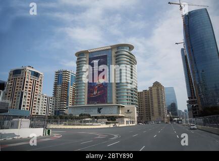 Formel 1. Straßen von Baku während Formel 1 Aserbaidschan Grand Prix 2019 . Routen in Baku. 5-Sterne-Service im Hotel JW Marriott Absheron Baku. Baku Stockfoto