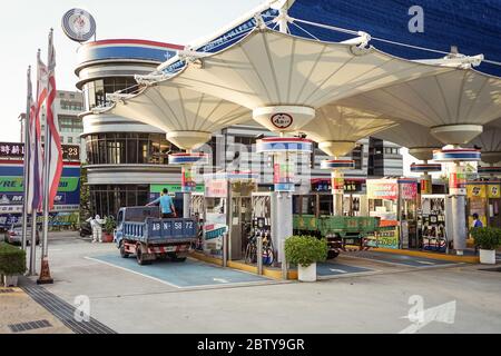 Hsinchu / Taiwan - 15. September 2019: Tankstelle in Taiwanese Stockfoto