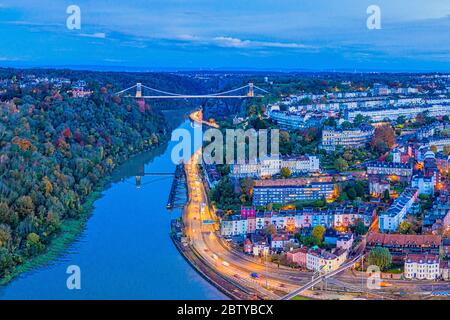 Clifton Suspension Bridge über den Fluss Avon und zwischen Clifton und Leigh Woods, Bristol, England, Großbritannien, Europa Stockfoto