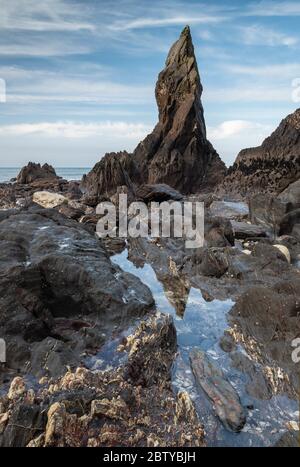Seegang an der zerklüfteten Küste von South Hams in der Nähe von Hope Cove, Devon, England, Großbritannien, Europa Stockfoto