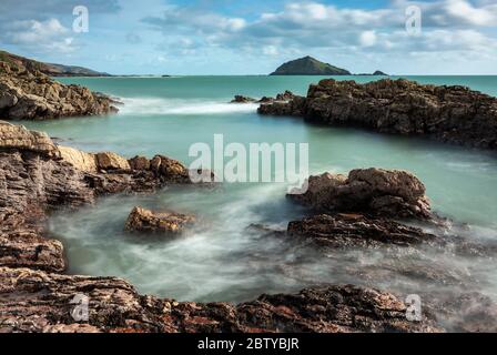 Der große Stein an einem sonnigen Winternachmittag, Heybrook Bay, Devon, England, Vereinigtes Königreich, Europa Stockfoto