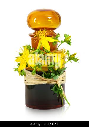 Johanniskraut , alte Apothekerflasche.´s Stockfoto