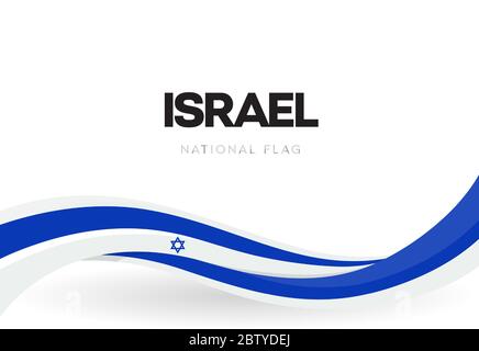 Staat Israel winkendes Flaggen-Banner. Israelisches patriotisches blau-weißes Band Poster. Jüdisches Sternsymbol. Israelische Feiertag Feier Vektor Stock Vektor