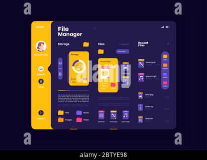 Datei Organizer Tablette Schnittstelle Vektor-Vorlage Stock Vektor