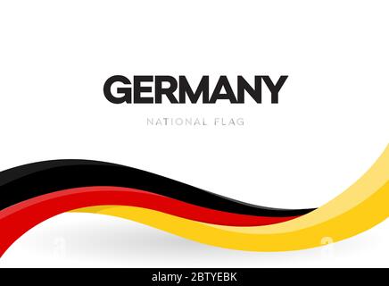 Die Bundesrepublik Deutschland winkend Flagge Banner. Deutsches patriotisches rotes, gelbes und schwarzes Bandposter. Broschüre zum Jahrestag der Deutschen Einheit Stock Vektor