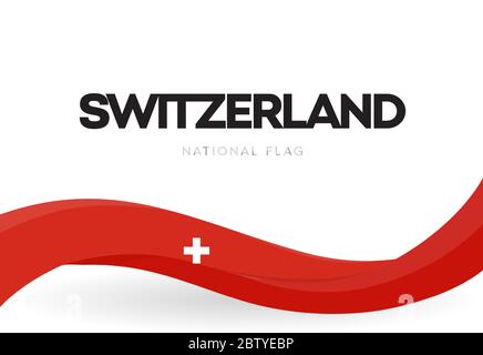 Schweiz winkendes Flaggen-Banner. Schweizer Bund patriotische rote Band Poster. Broschüre zum Schweizer Unabhängigkeitstag zum Jubiläum. National Stock Vektor