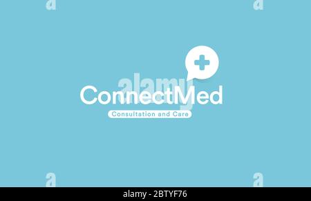 Medizinisches Kreuz-Logo. Remote medizinische Gesundheitsversorgung App embem. Symbol für die Website für den Termin des entfernten Arztes. Online Therapeut Konsultation unterzeichnen. Klinik, Krankenhaus Stock Vektor