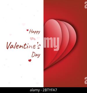 Happy Valentine's Day Dekoration niedliches Design mit roten Herzen Papier geschnitten Stil, kann für Wallpaper, Einladung, Poster, Banner, Header, Websit verwendet werden Stock Vektor