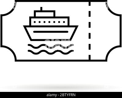 Schwarze dünne Linie Marine Ticket für Boot Stock Vektor