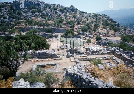 Ruinen der antiken Stadt Lato aus dem 4.-5. Jahrhundert v. Chr., Kreta, Griechenland, abgebildet im Jahr 1976 Stockfoto