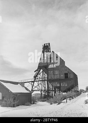 Verlassene Bergbaugebäude in der Geisterstadt Vindicator Valley Stockfoto