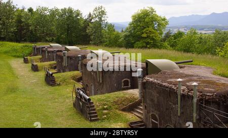 Feste Kaiser Wilhelm II, Fort De Mutzig, Frankreich, Festungen, Metz, Howitzer, Lothringen, Restaurierung, Kuppel, Denkmal, Museum, Antike. Stockfoto