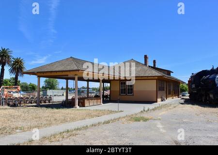 Southern Pacific Train Depot erbaut 1911, Woodland, Kalifornien Stockfoto