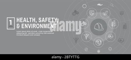 Symbolsatz für Sicherheit und Umwelt und Web-Header-Banner Stock Vektor