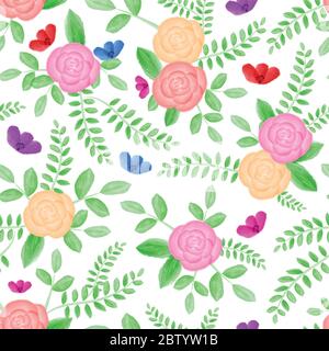 Aquarell, nahtlose Blumenmuster. Stock Vektor