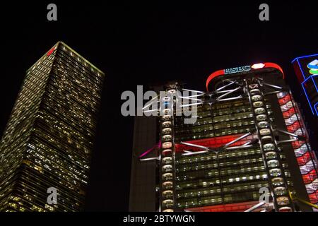 HSBC Building Hong Kong bei Nacht Landschaft, Turm Norman Foster Stockfoto