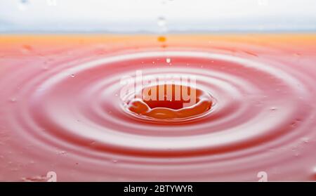 Kräuseln nach ein paar Tropfen Grapefruitsaft. Stockfoto