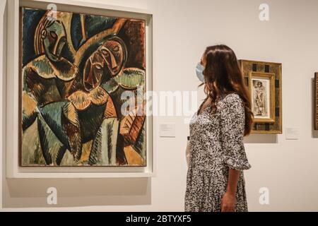 28.Mai 2020: 28. Mai 2020 (Malaga) das Picasso Museum in Malaga hat seine Türen nach 80 Tagen geschlossen und den Zustand der Alarm und Einsperrigkeit wegen der Krise des Coronavirus mit der Ausstellung ''Genealogien der Kunst'' von Künstlern wie Pablo Picasso, Giacometi, Brancusi oder Mondrian wieder geöffnet. Quelle: Lorenzo Carnero/ZUMA Wire/Alamy Live News Stockfoto