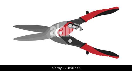 Schere zum Schneiden von Metall Werkzeug Vektor flache Illustration Stock Vektor